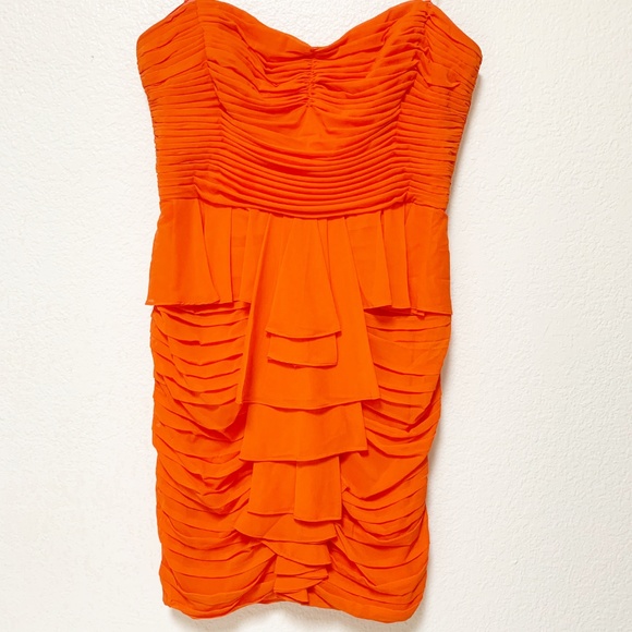 Jill Stewart | Strapless Ruched Silk Chiffon Dress - Picture 3 of 6